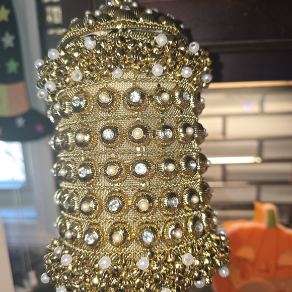 Ramla Ornate Gold Beaded Handbag - Picture 3 of 4